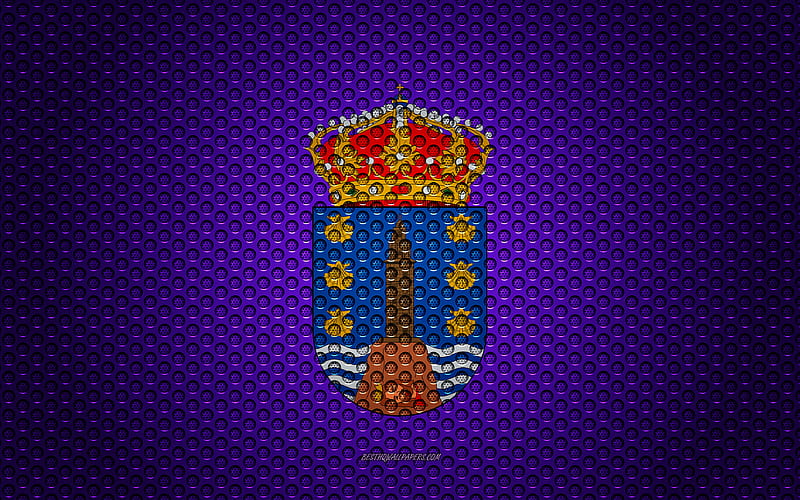 Flag of Corunna creative art, metal mesh texture, Corunna flag, national symbol, provinces of Spain, Corunna, Spain, Europe, HD wallpaper
