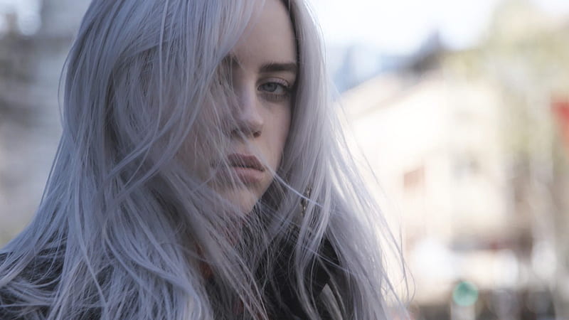 Billie Eilish Is Facing One Side Having White Color Hair Standing In Blur Background Celebrities, HD wallpaper