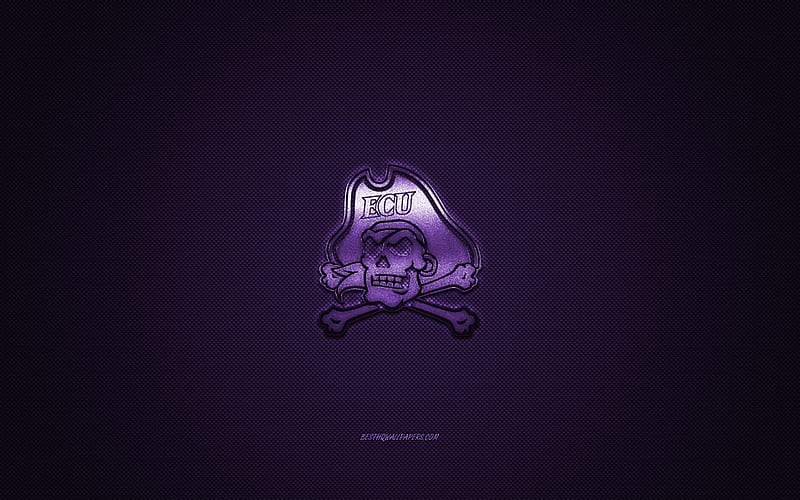 East Carolina Pirates logo, American football club, NCAA, purple logo, purple carbon fiber background, American football, Greenville, North Carolina, USA, East Carolina Pirates, ECU Pirates, HD wallpaper