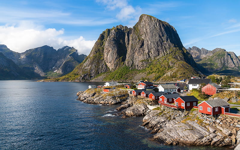Summer Port Fishing Village Hamnoy Norway, HD wallpaper