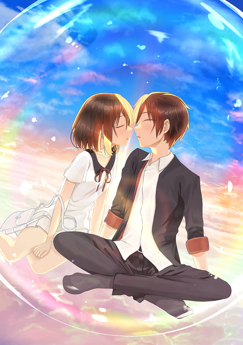 anime kissing couple wallpaper by shaktichoudhari - Download on ZEDGE™