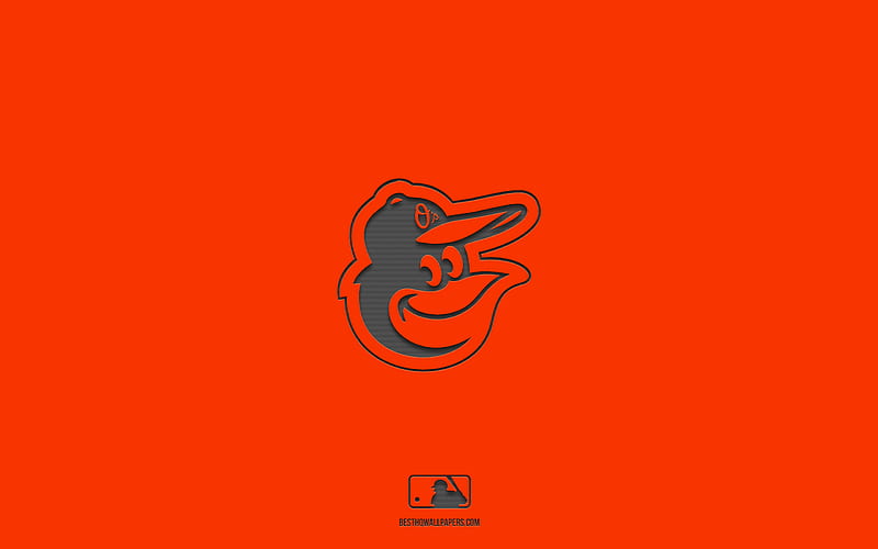 Baltimore Orioles, orange background, American baseball team, Baltimore Orioles emblem, MLB, Maryland, USA, baseball, Baltimore Orioles logo, HD wallpaper