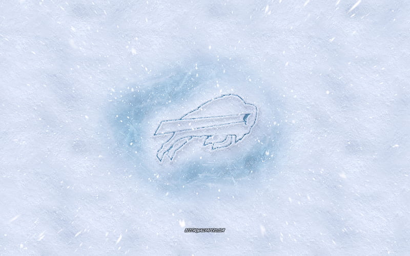 Buffalo Bills logo, American football club, winter concepts, NFL, Buffalo Bills ice logo, snow texture, Buffalo, New York, USA, snow background, Buffalo Bills, American football, HD wallpaper