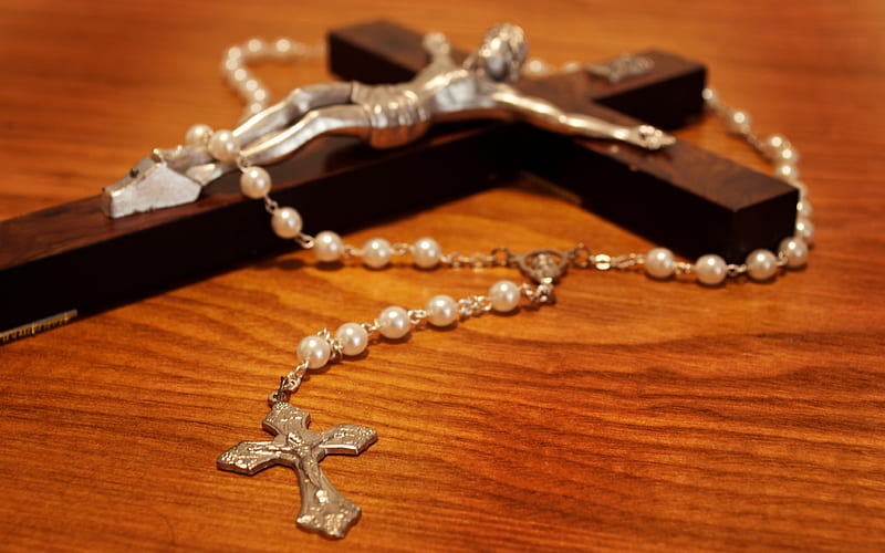 Crucifix and Rosary, rosary, cross, Crucifix, Jesus, prayer, HD wallpaper