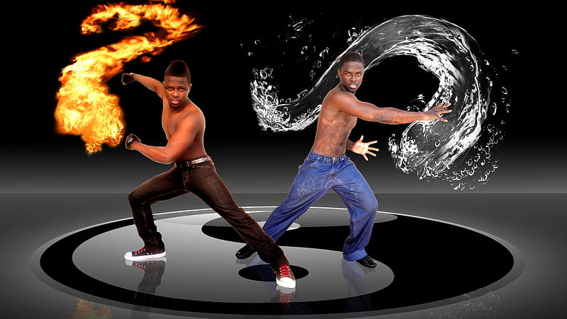 Ying Yang Fire and Water, last, element, black, waterbending, rodly, avatar, waterbender, elements, fire, firebending, water, flames, jean, firebender, HD wallpaper