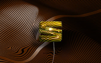 Louis Vuitton logo, yellow realistic balloons fasion brands, Louis Vuitton  3D logo, HD wallpaper