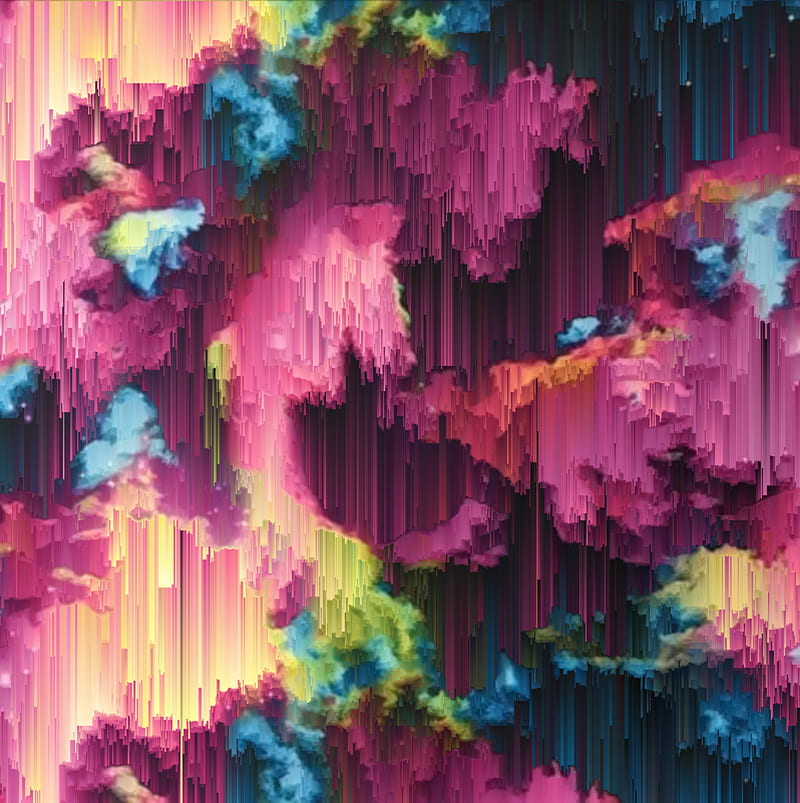 Pixel Showers, colorful, drip, fantasy, galaxy, melt, pixels, rainbow, universe, vivid, wax, HD phone wallpaper