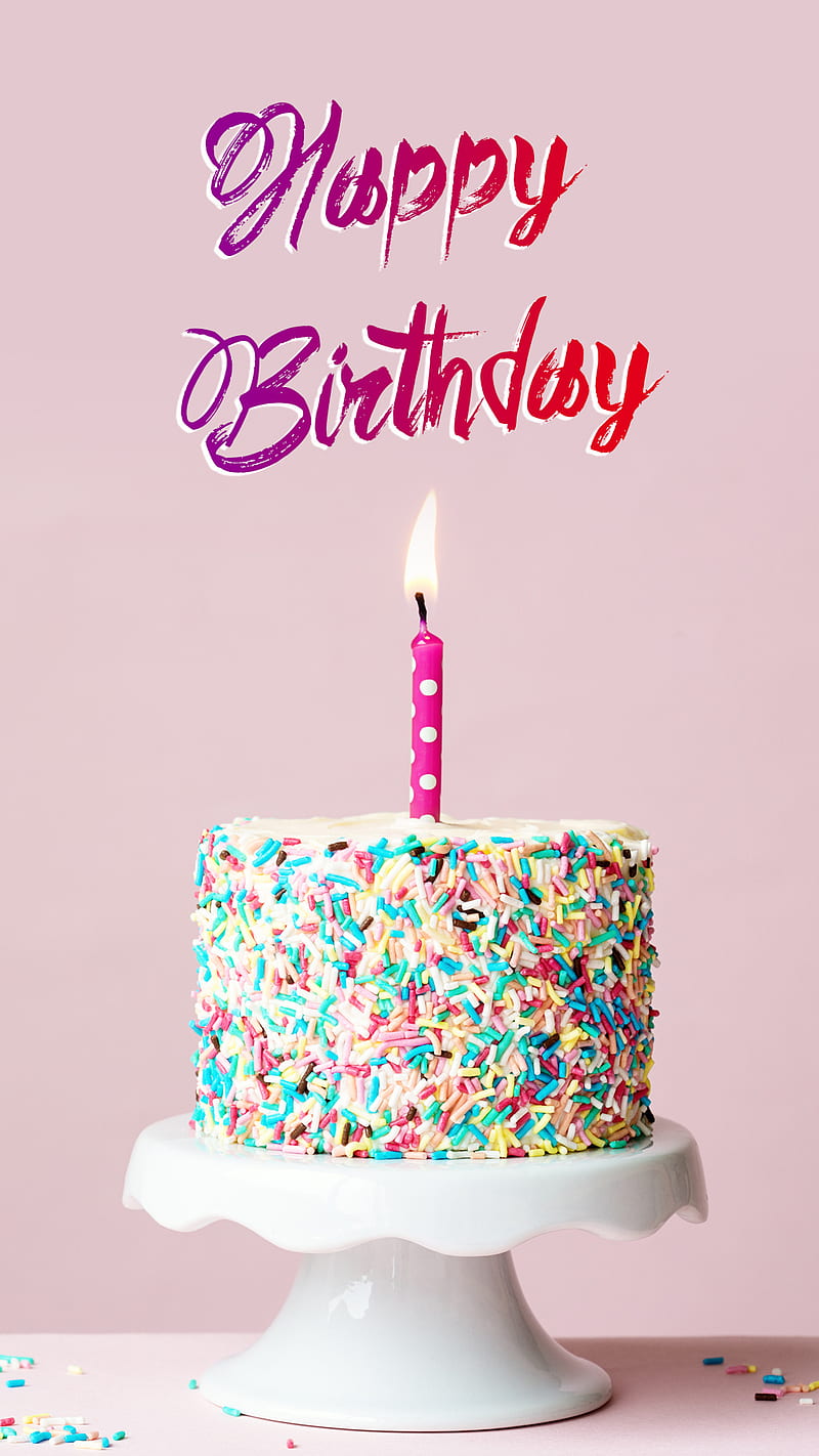 Happy Birtay, cake, candle, candles, get, light, purple, soon, HD phone wallpaper