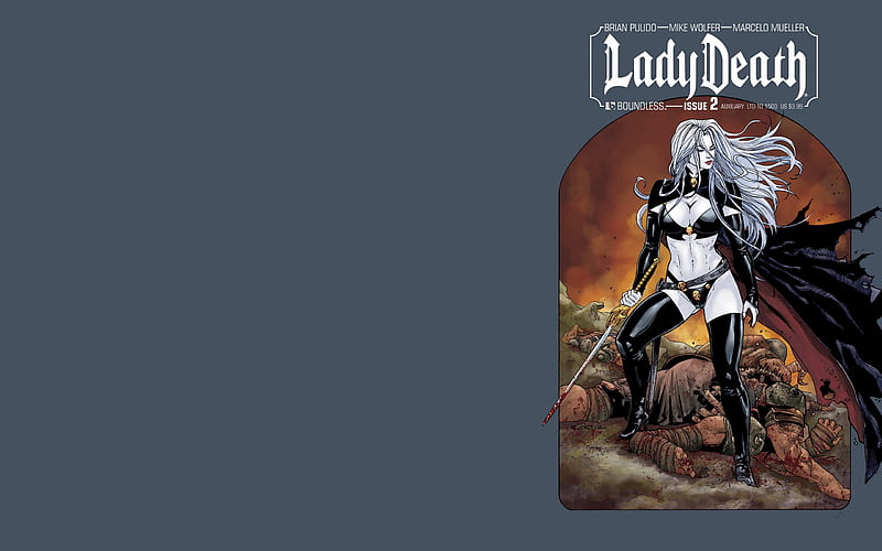 Lady Death - Boundless, gray background, lady death, comics, illustration, HD wallpaper