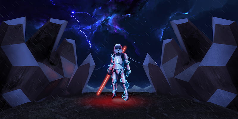 Stormtrooper with Lightsaber, HD wallpaper