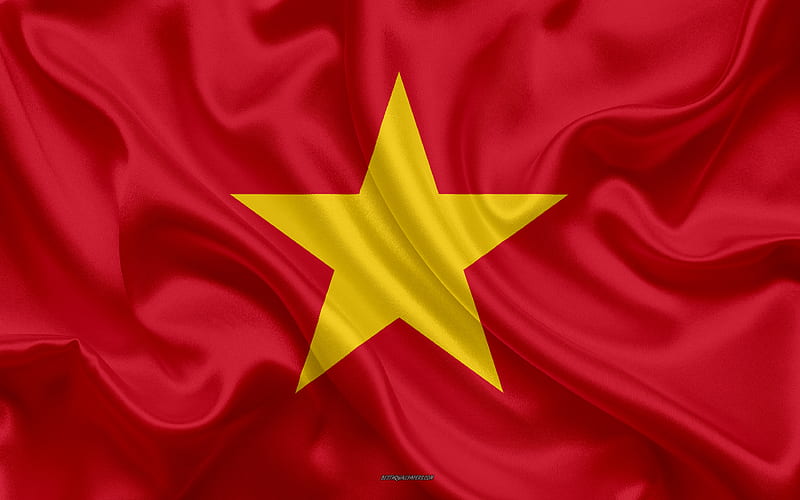 Flag of Vietnam silk texture, red flag, Vietnam, Asia, national symbols, Vietnamese flag, HD wallpaper