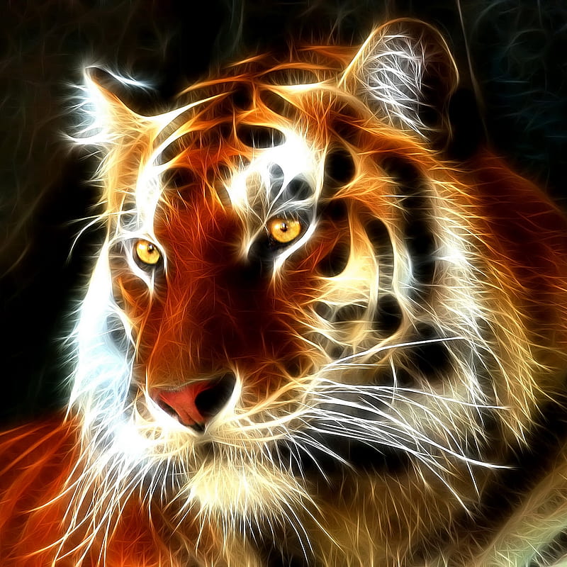 Fractal Tiger, HD phone wallpaper