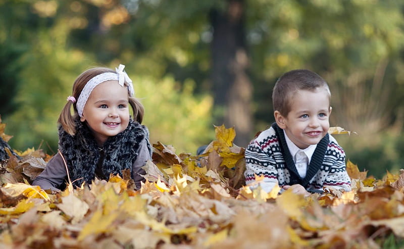 ~✿~, children, autumn, girl, happy, HD wallpaper
