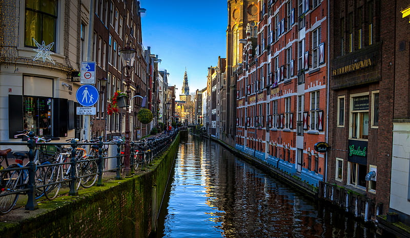 Cities, Amsterdam, Bicycle, Building, Canal, House, Netherlands, HD wallpaper
