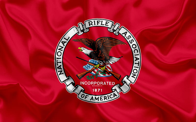 National Rifle Association, NRA, American nonprofit organization, USA, emblem, red silk official logo, HD wallpaper