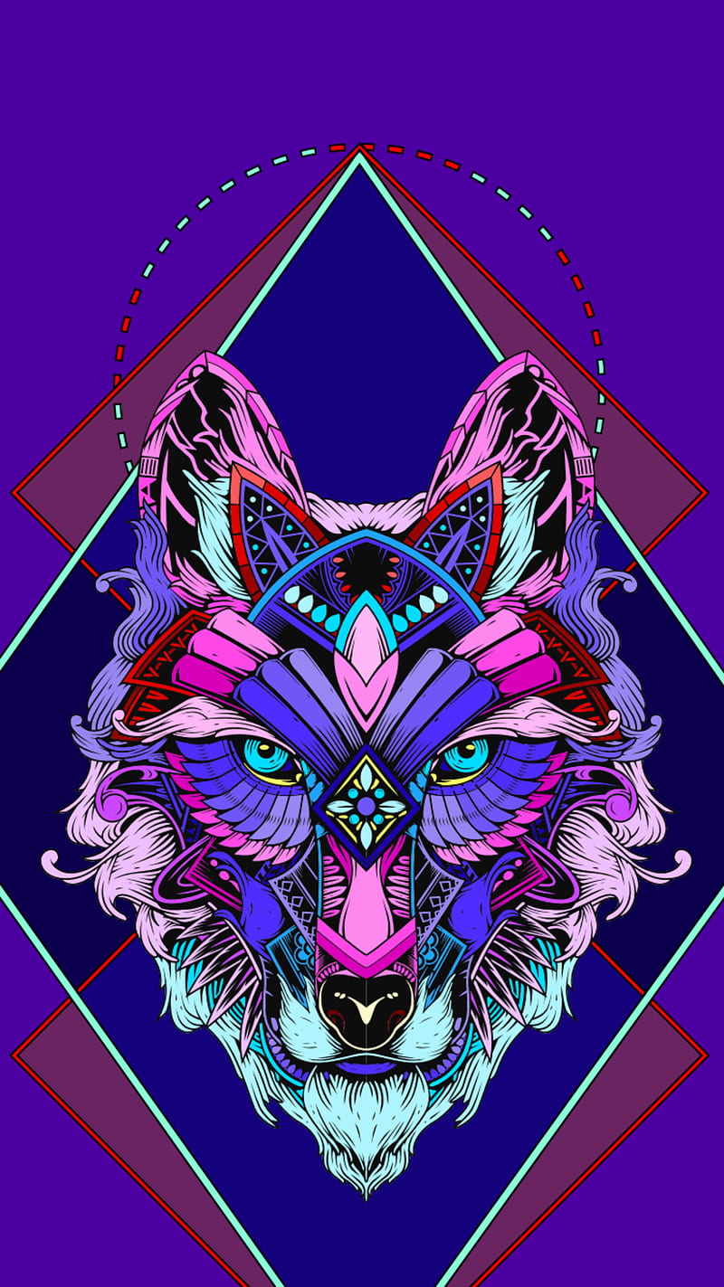 Wolf, animal, tribal, HD phone wallpaper