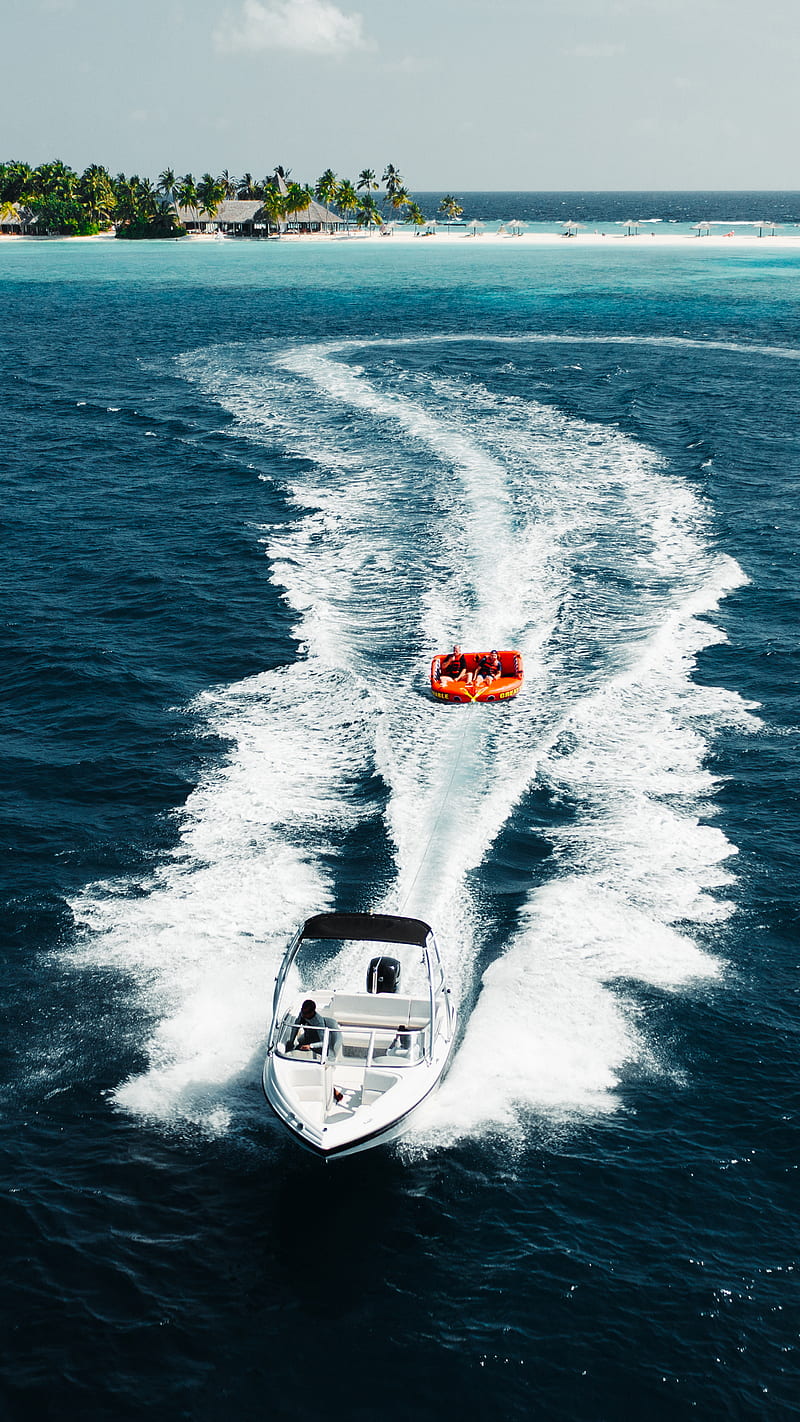 Water sports, birdeye, boat, fun, maldives, seefromthesky, speedboat,  travel, HD phone wallpaper | Peakpx