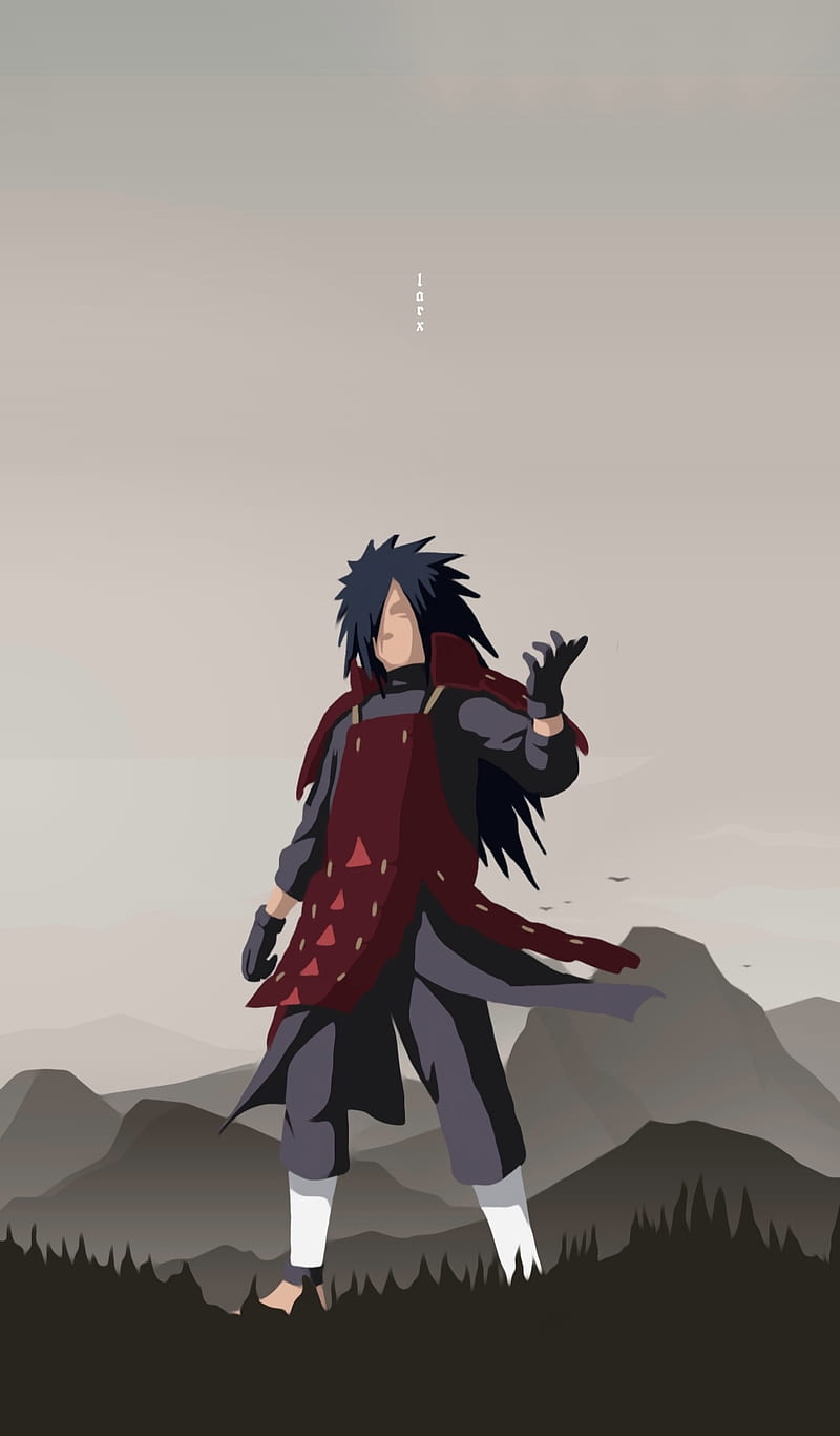 Madara minimalist, naruto, art, uchiha, drawing, anime, HD phone wallpaper