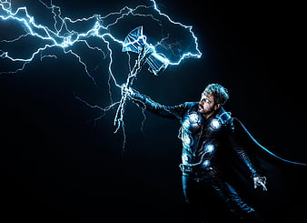 thor, hammer, lightning, god of thunder, Movies, HD wallpaper