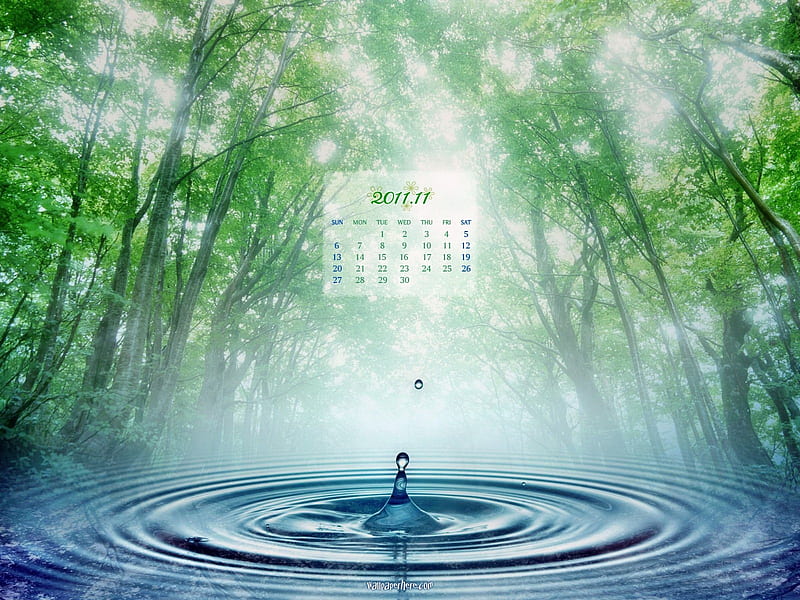 Water Droplet-November 2011 - Calendar, HD wallpaper