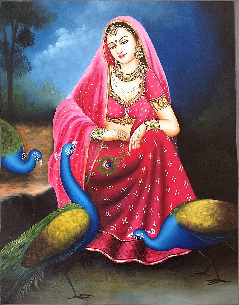 Asmi Collections Beautiful Rajasthani Lady Self Adhesive Wall Painting Sticker : Home & Kitchen, HD phone wallpaper