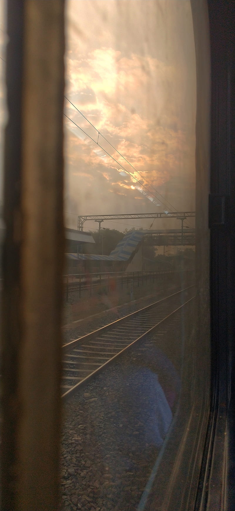 Travel, glass, india, rail tracks, railway station, rust, rusty shy, sky, sunset, trains, HD phone wallpaper
