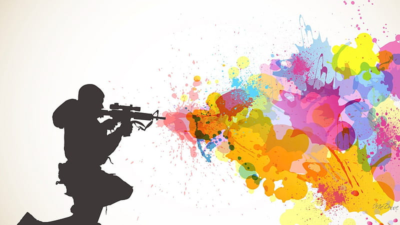 Paint Gun, colorful, fantasy, sport, gun, paint, splatter, fun, shoot, HD wallpaper