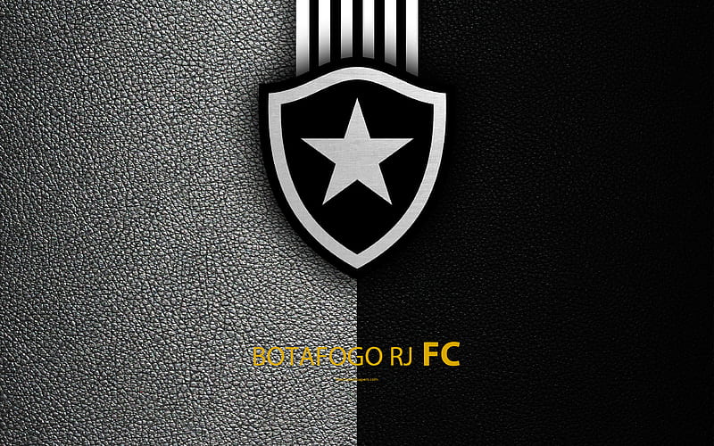 Botafogo RJ FC Brazilian football club, Brazilian Serie A, leather texture, Botafogo emblem, logo, Botafogu, Rio de Janeiro, Brazil, football, HD wallpaper
