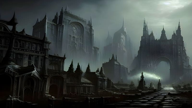gothic city #29, gothic, architecture, fantasy, dark, HD wallpaper
