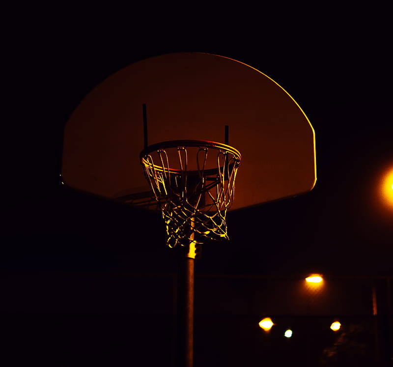 basketball hoop in dim light, HD wallpaper