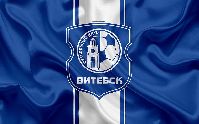 FC Vitebsk silk texture, logo, Belarusian football club, blue silk flag, fabric art, Belarusian Premier League, Vitebsk, Belarus, football, creative art, HD wallpaper