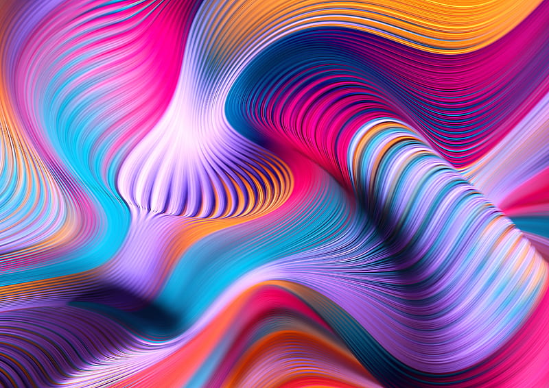 Colorful gradient, curly lines, waves, Abstract, HD wallpaper | Peakpx