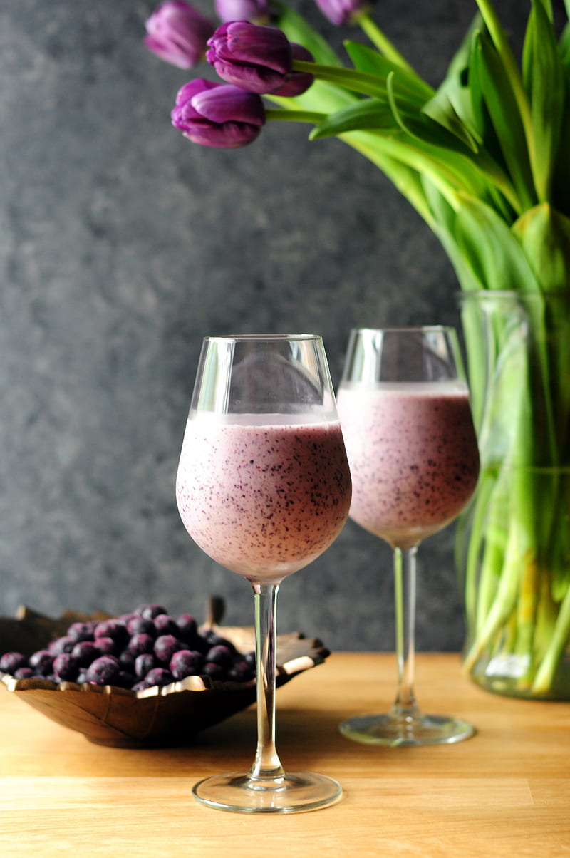 two berry shake on drinking glasses, HD phone wallpaper