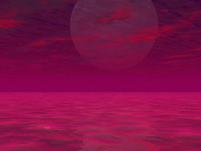 PINK ON PINK, fantasy, moon, ocean, clouds, sky, pink, HD wallpaper PINK ON PINK, fantasy, moon, ocean, clouds, sky, pink, HD wallpaper