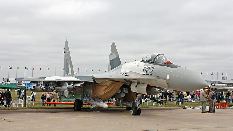 Sukhoi Su 35, airshow, aircraft, sukhoi, military, russian, jet, airfiel, HD wallpaper