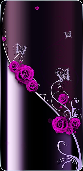 RoseVine, bonito, butterflies, butterfly, flower, flowers, pink, pretty, purple, rose, vine, HD phone wallpaper