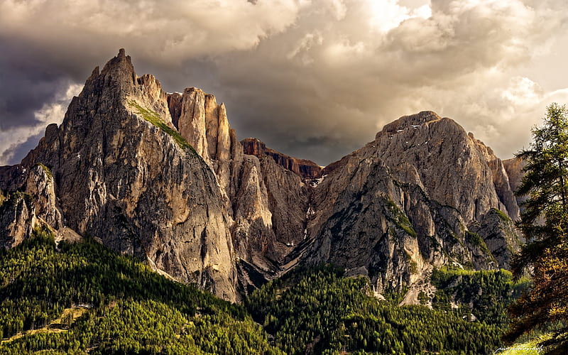 trentino, italy, alto adige, rocks, alps, mountains, mountain landscape, dolomites, HD wallpaper