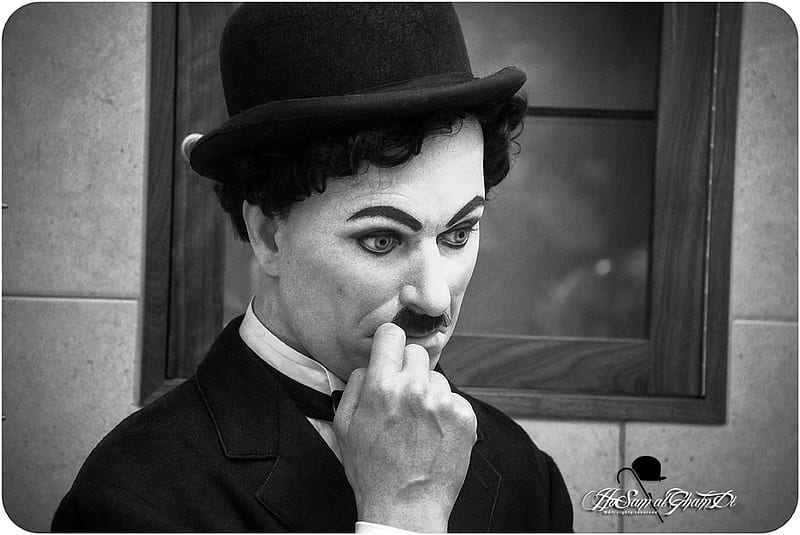 Charlie Chaplin, black and white, graphy, actor, HD wallpaper