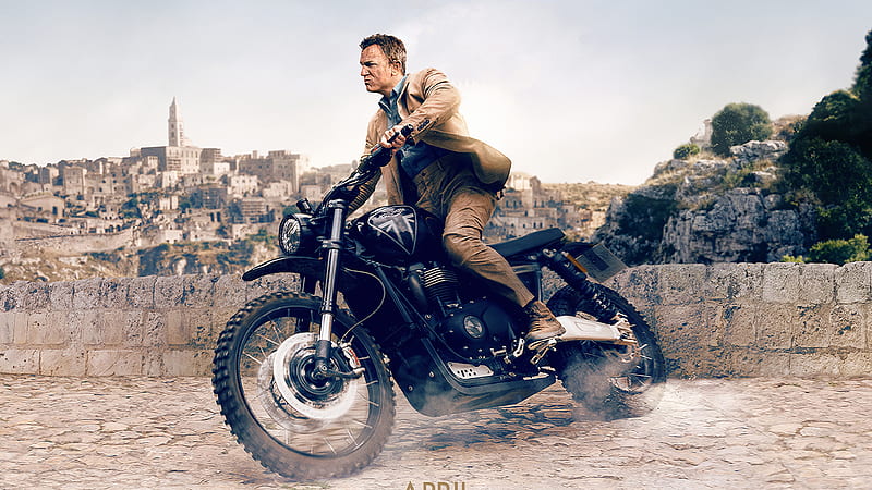 No Time to Die (2020), poster, movie, man, james bond, no time to die, actor, 007, motorcycle, 2020, HD wallpaper