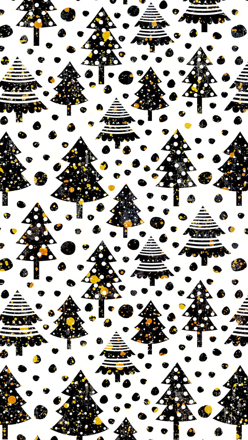 Black White Gold Trees, Adoxali, Christmas, Scandinavian, artistic,  background, HD phone wallpaper | Peakpx