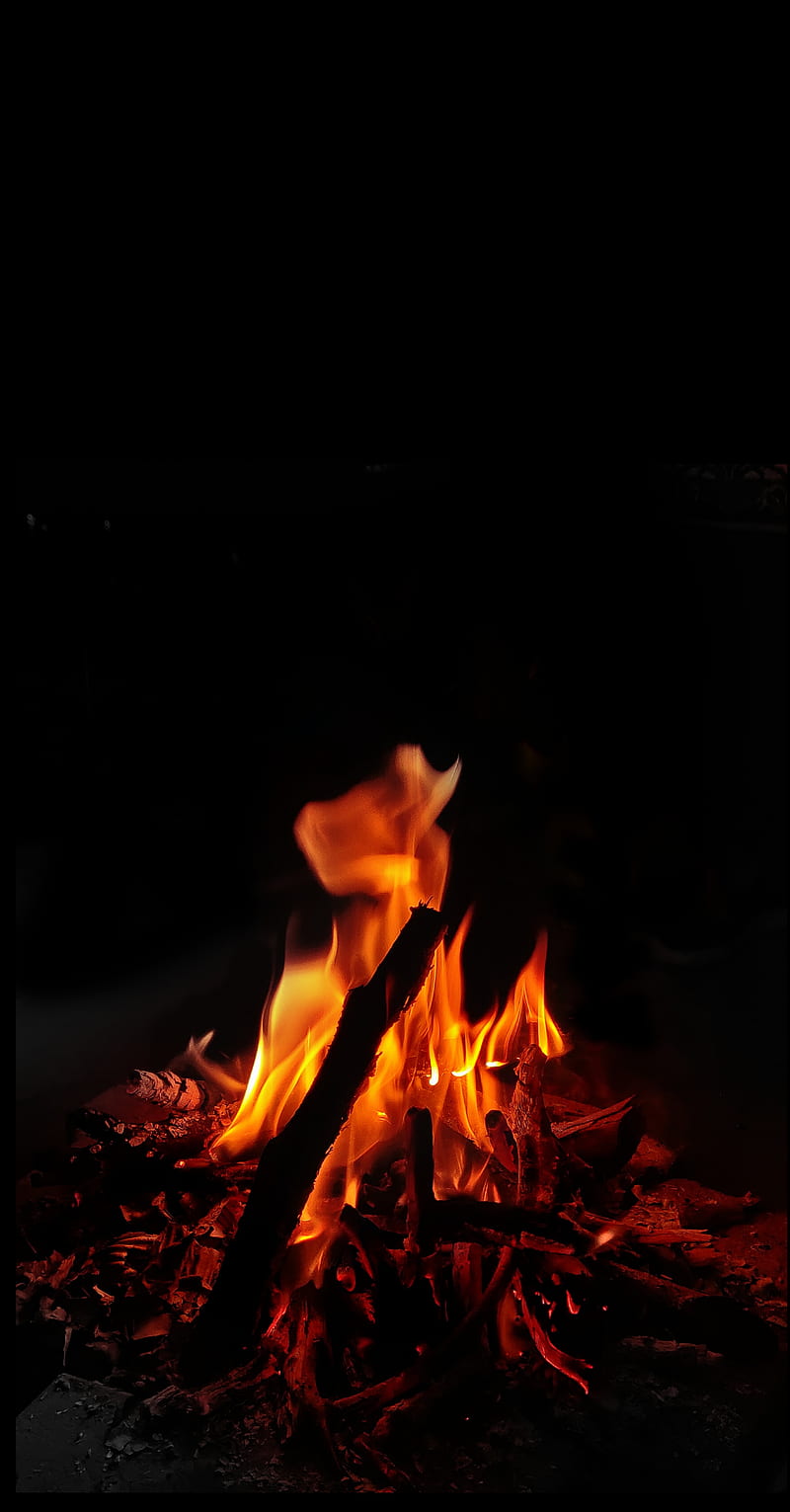 Burning Desire, black, bonfire, camp, dark, fire, fireplace, flame, light, music, wood, HD phone wallpaper