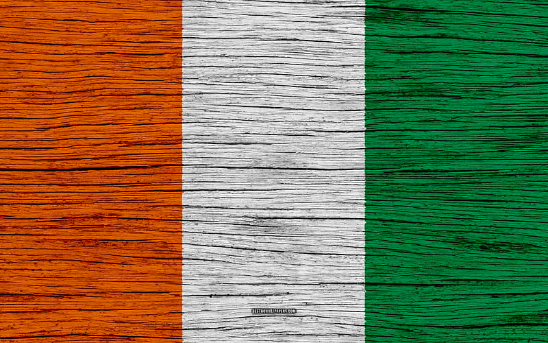 Flag of Cote d Ivoire Africa, wooden texture, national symbols, Cote d Ivoire flag, art, Cote d Ivoire, HD wallpaper