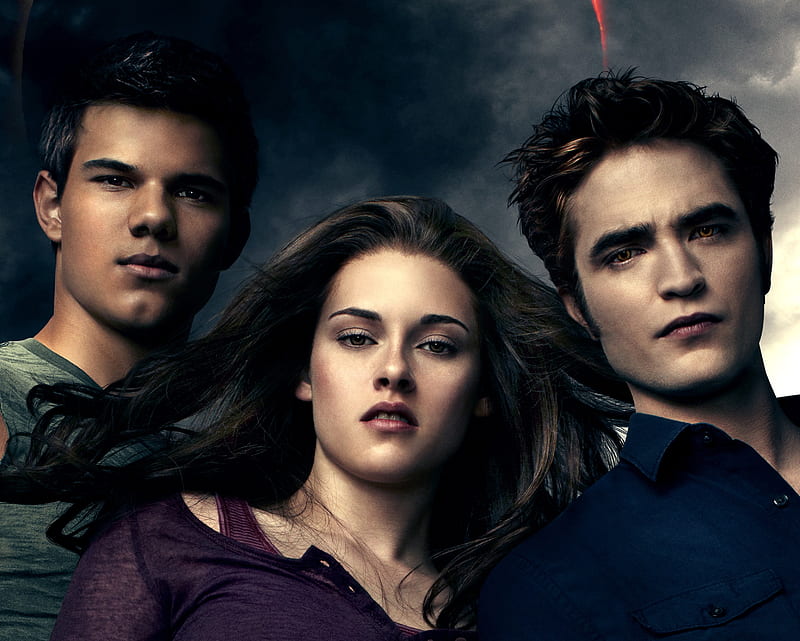 The Twilight Saga: Eclipse (2010), actor, twilight saga, saga, poster, Kristen Stewart, movie, Robert Pattinson, Taylor Lautner, eclipse, actress, werewolf, vampire, HD wallpaper