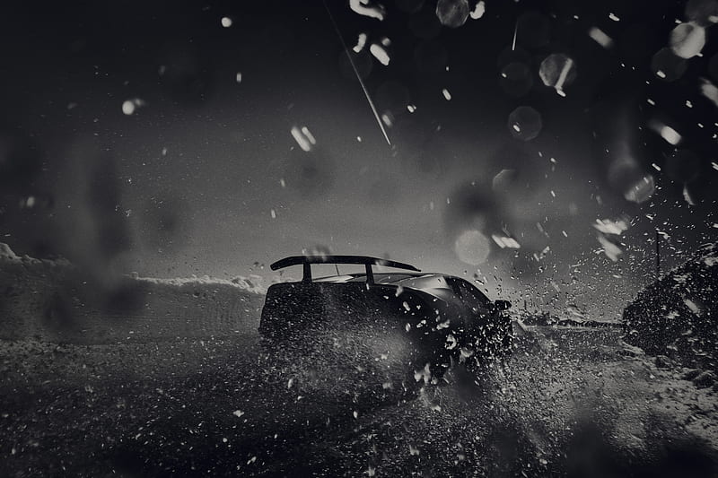 Lamborghini Huracan Performante Rear Monochrome, lamborghini-huracan-performante, lamborghini-huracan, lamborghini, 2018-cars, carros, monochrome, black-and-white, behance, HD wallpaper