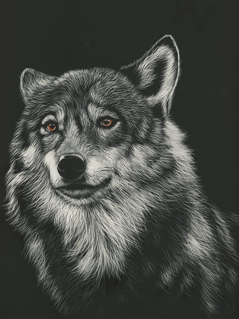 wolf, drawing, art, predator, head, HD phone wallpaper