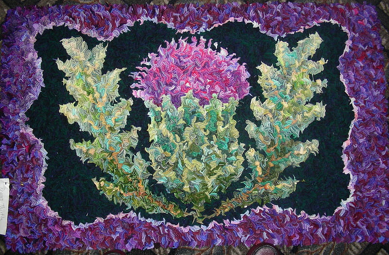 Thistle Rug Handicraft, rug, thistle, purple, handicraft, HD wallpaper