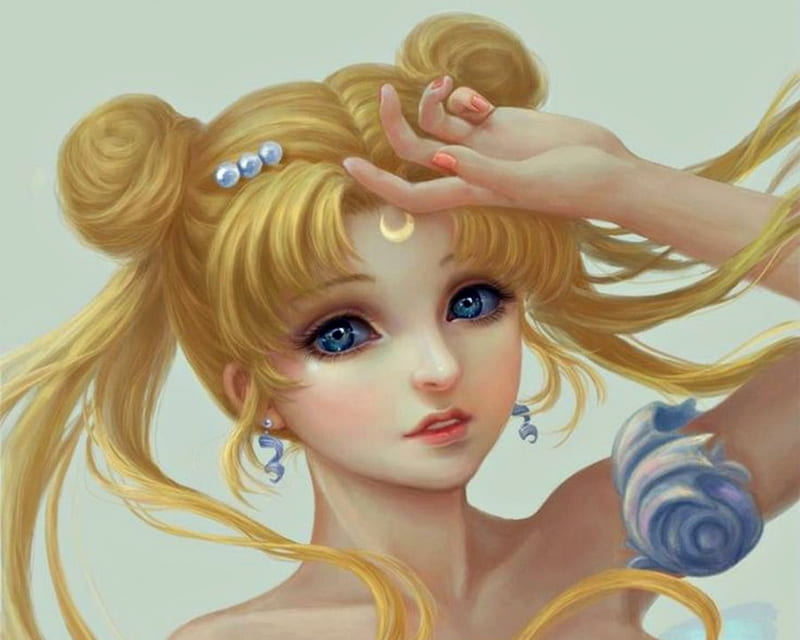 Princess Serenity, art, moon, luminos, manga, blonde, fantasy, girl ...