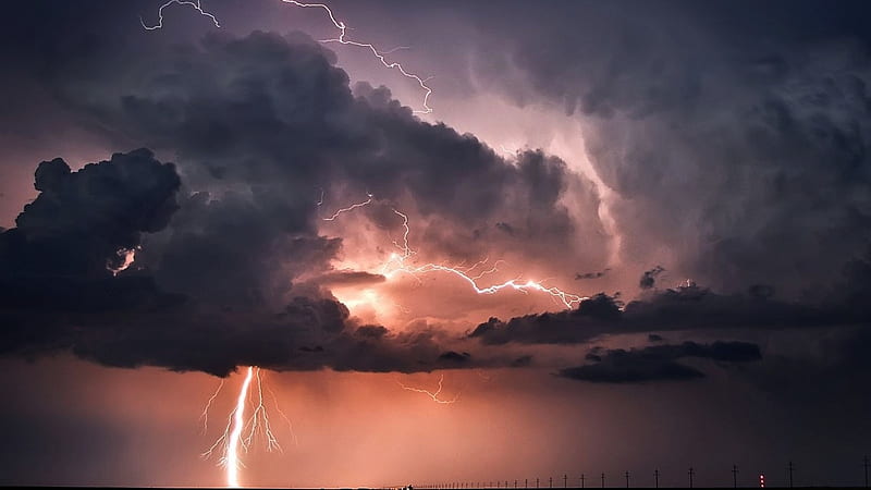 Lightning, thunder, nature, clouds, sky, storm, HD wallpaper