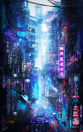 prompthunt: anime, cyberpunk, wallpaper, futuristic city, rain