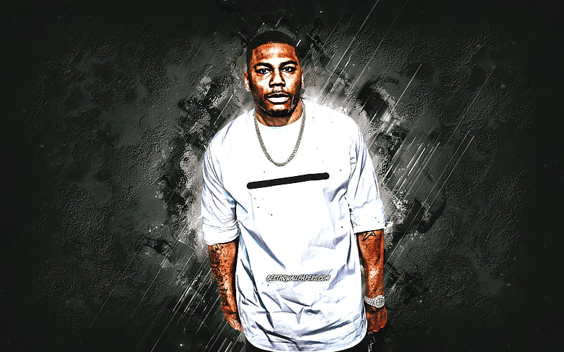 Nelly, american rapper, portrait, gray stone background, Cornell Iral Haynes Jr, HD wallpaper